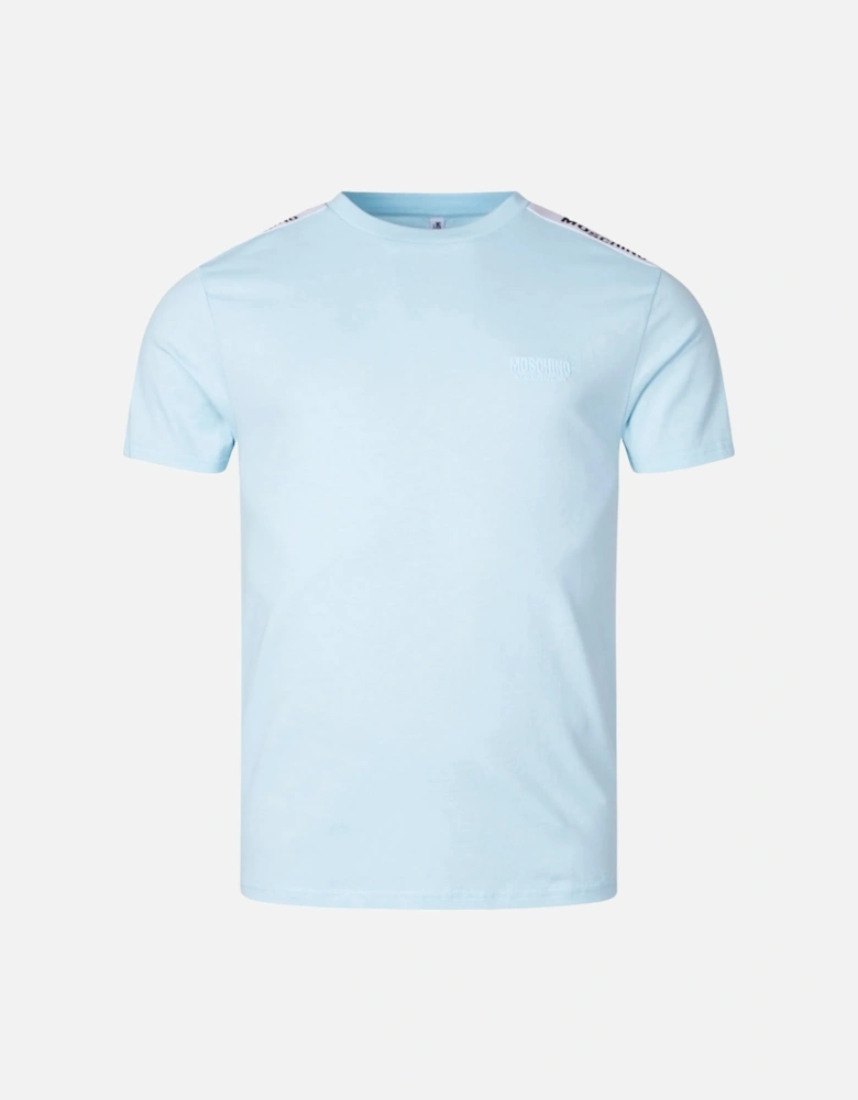 Taped Shoulder Logo Light Blue T-Shirt