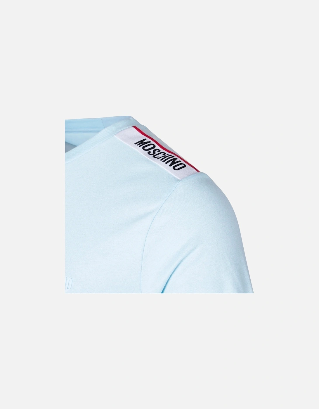 Taped Shoulder Logo Light Blue T-Shirt