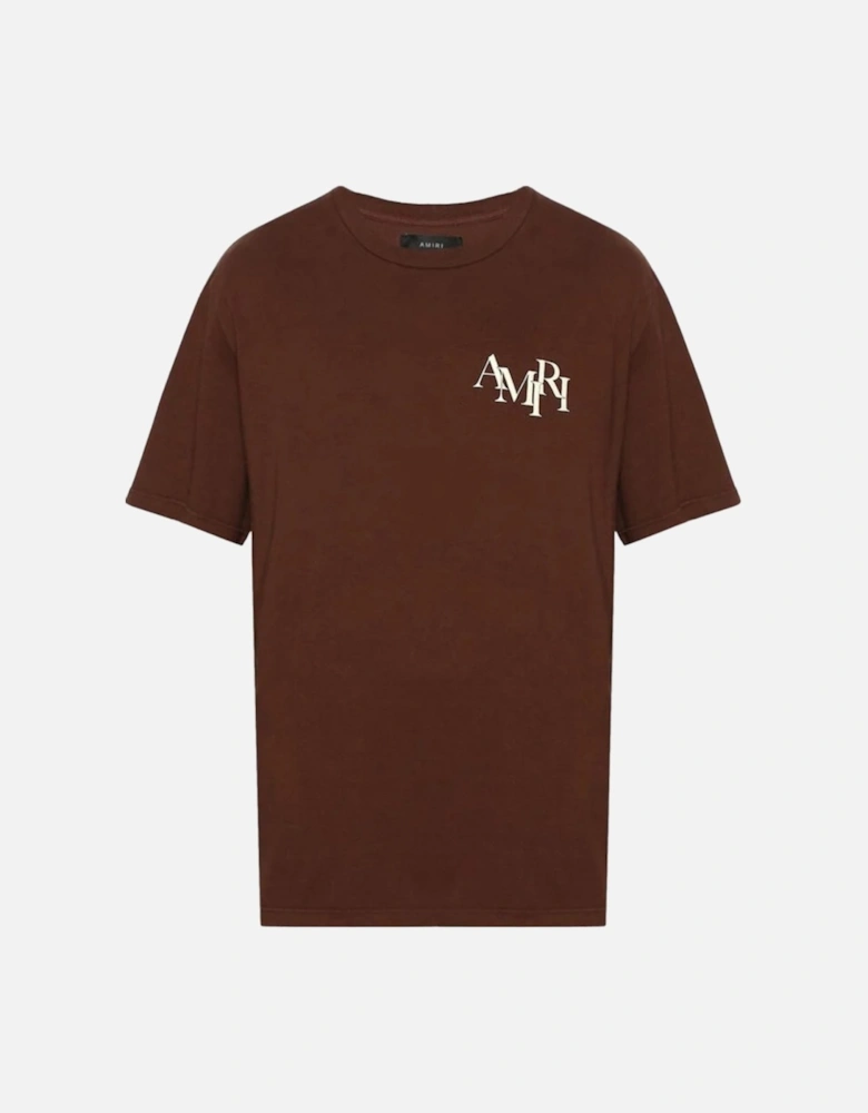 Staggered Logo Brown T-Shirt