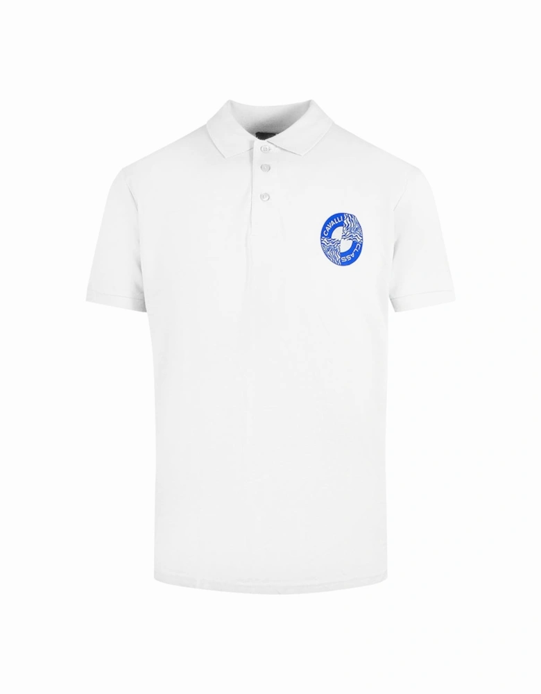 Cavalli Class Circle Logo White Polo Shirt