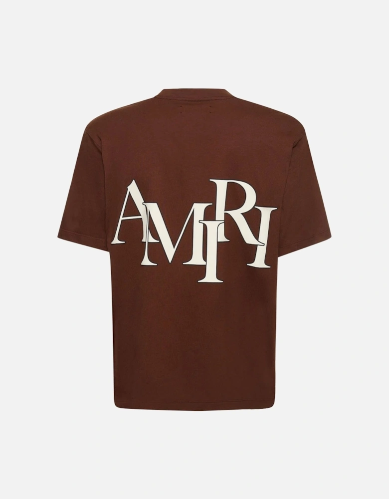 Staggered Logo Brown T-Shirt