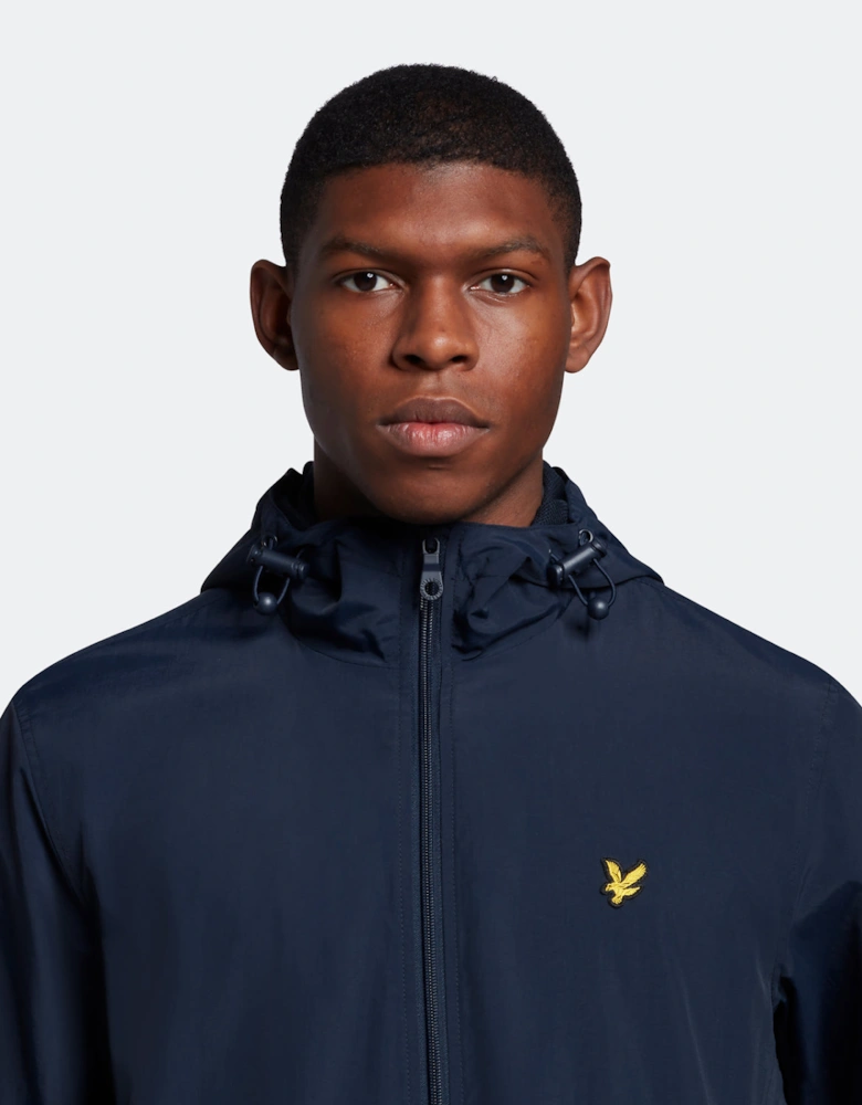 Lyle & Scott Branded Navy Blue Hooded Short Lightweight Jacket