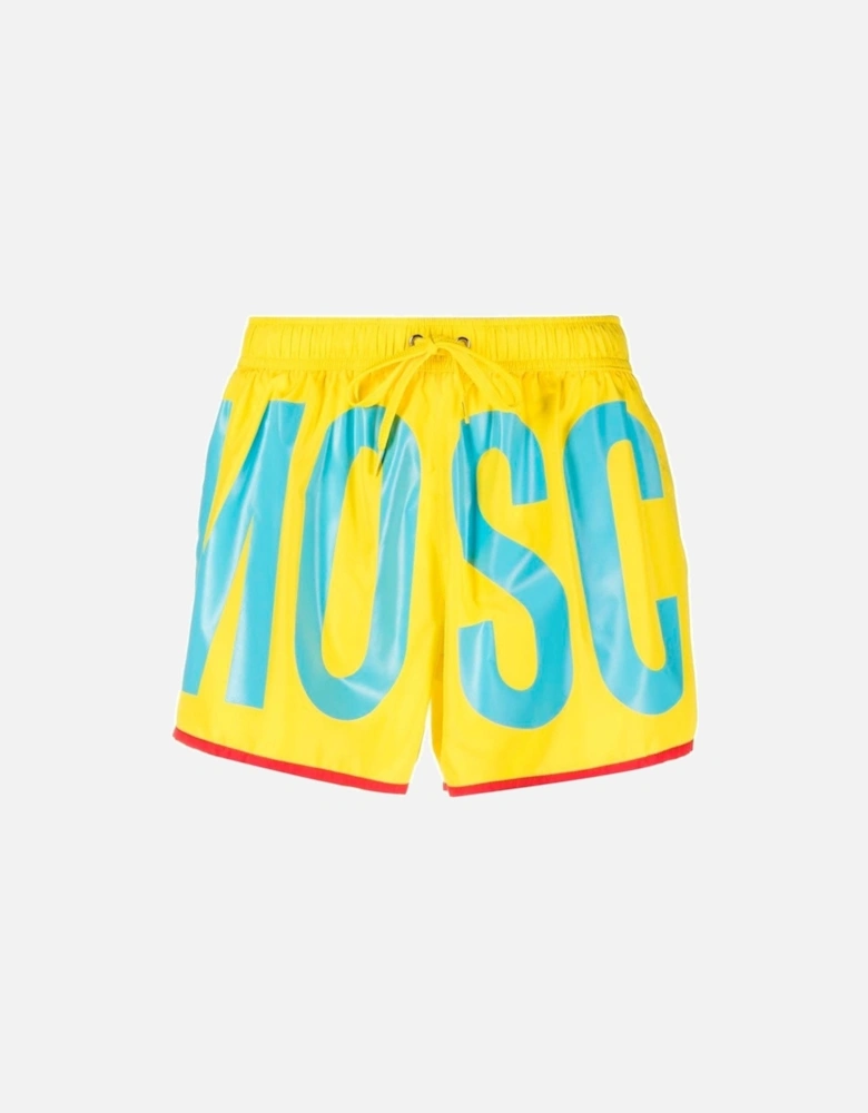 Large Blue Logo Yellow Short Swim Shorts