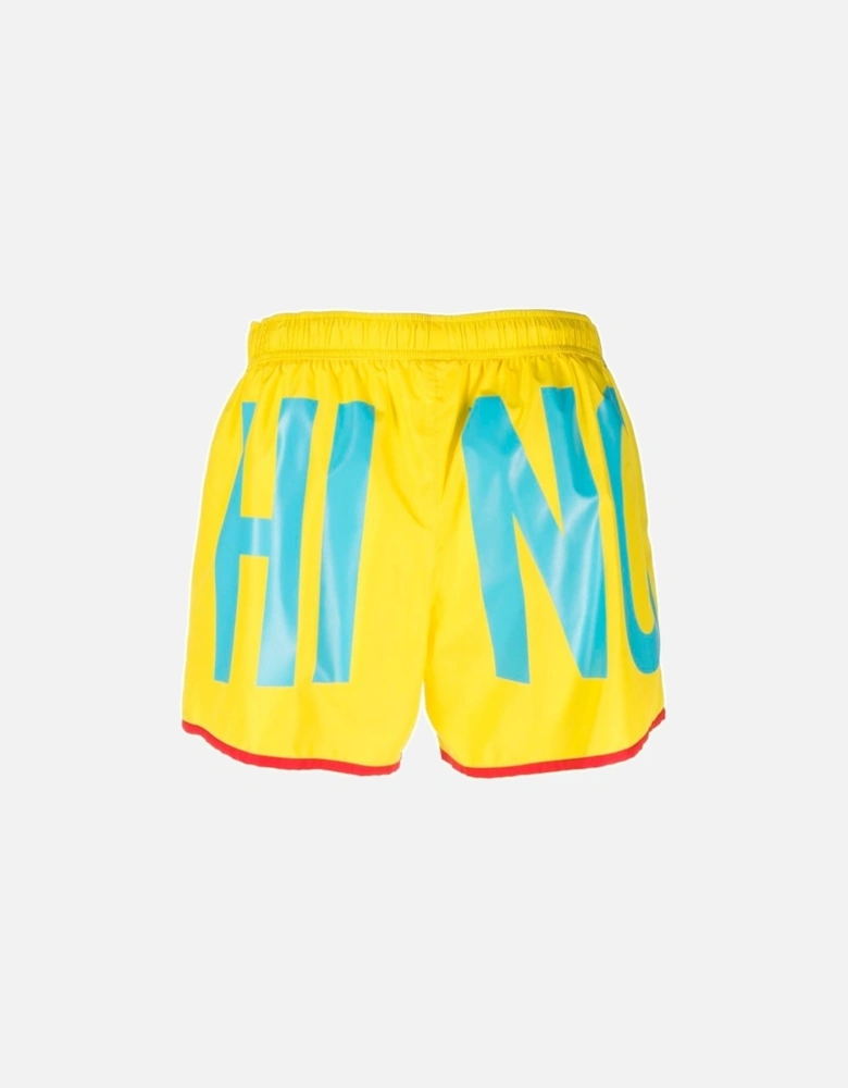 Large Blue Logo Yellow Short Swim Shorts