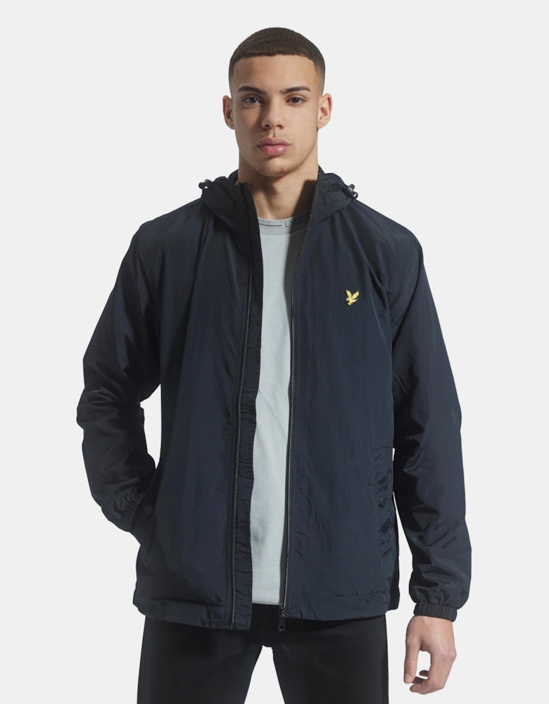 Lyle & Scott Branded Jet Black Hooded Short Lightweight Jacket