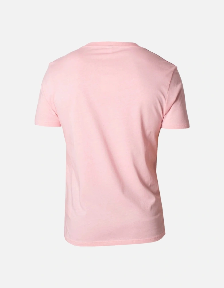 Taped Shoulder Logo Pink T-Shirt