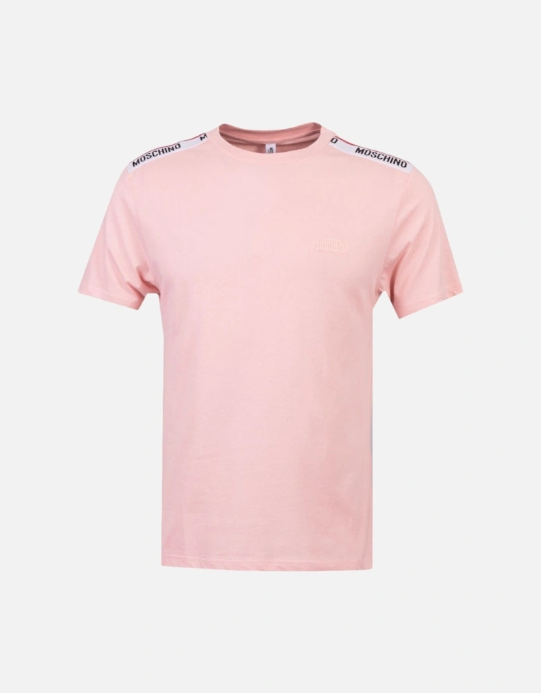 Taped Shoulder Logo Pink T-Shirt