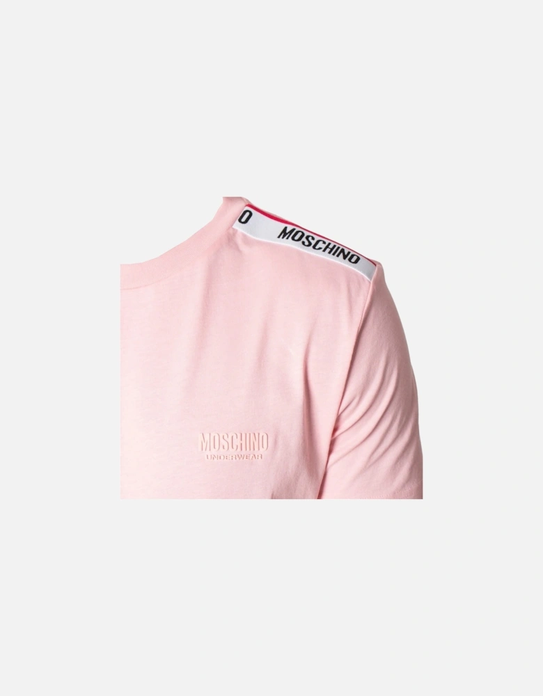 Taped Shoulder Logo Pink T-Shirt