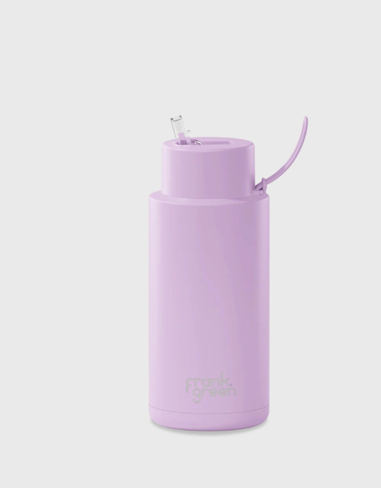 34oz Stainless Steel Ceramic Reusable Bottle with Gold Straw Lid and Strap Lilac Haze