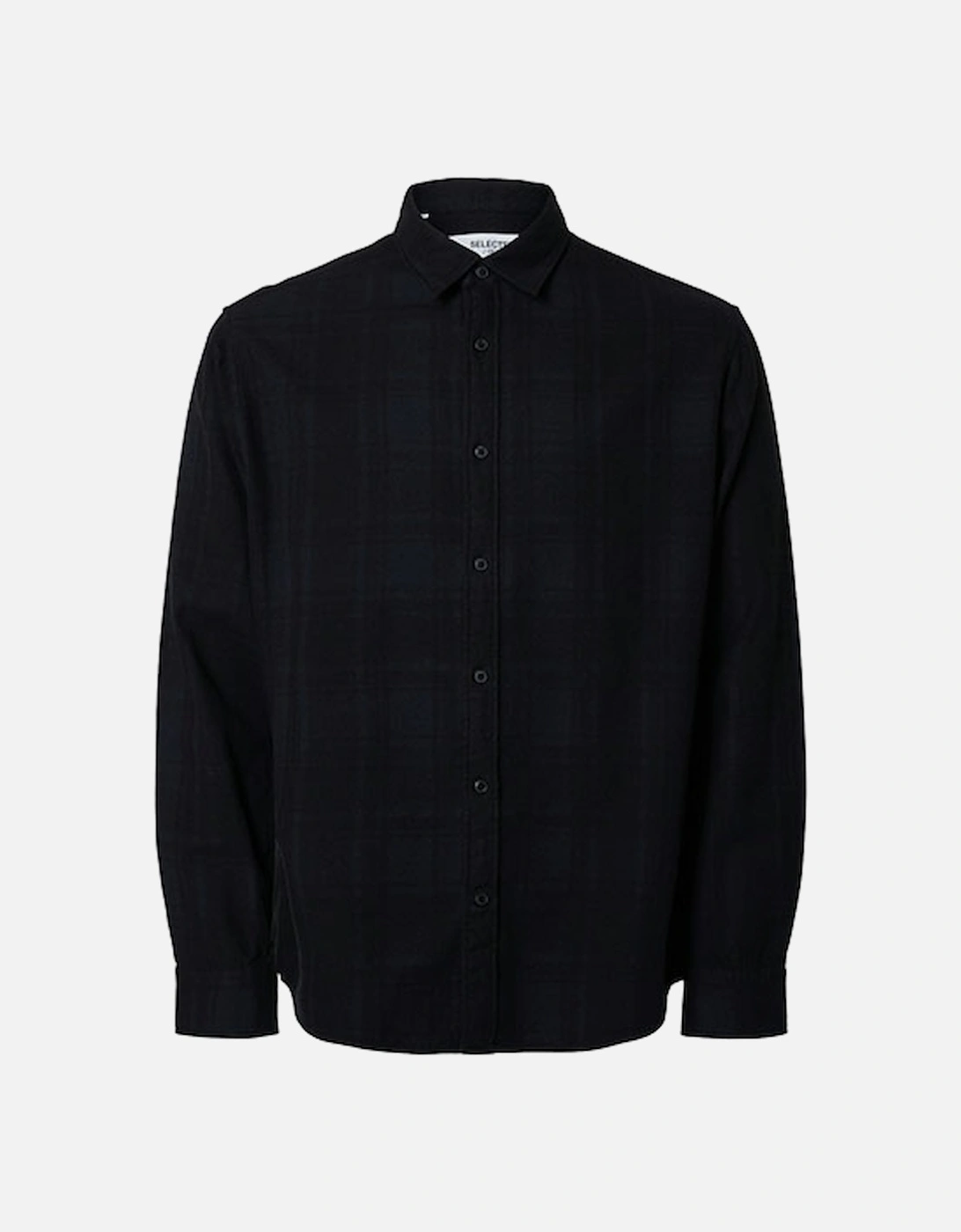 Homme Owen Flannel Mix Long Sleeve Shirt Sky Captain with Black Checks