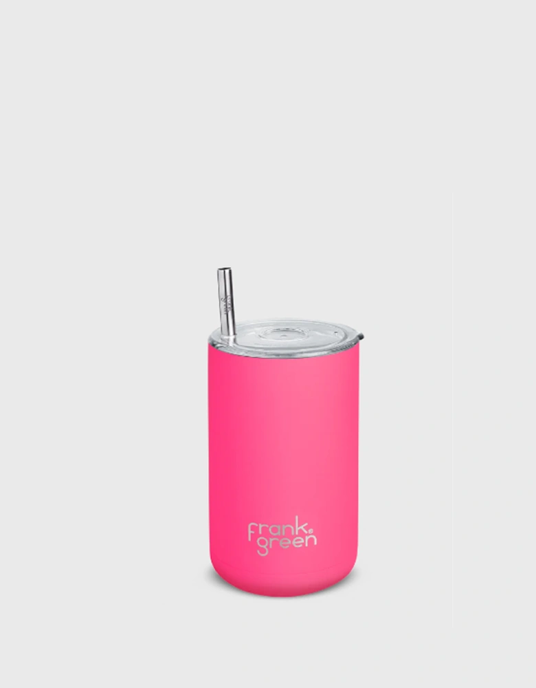 Iced Coffee Cup with Straw Neon Pink