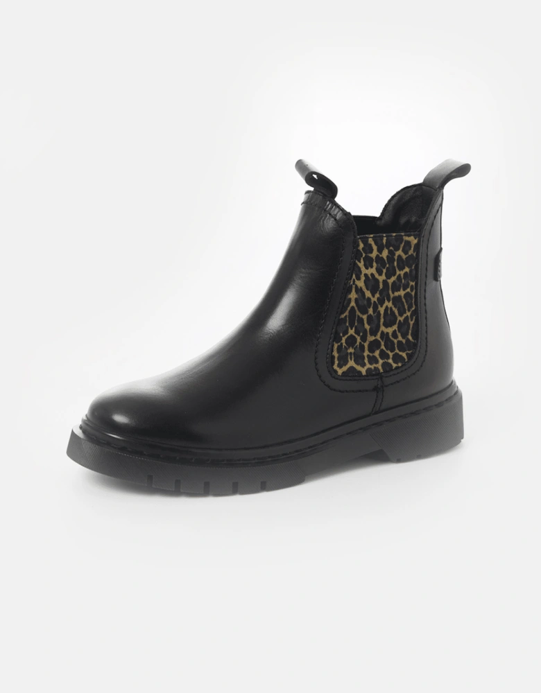 Women's Leather Boot Black/Leopard