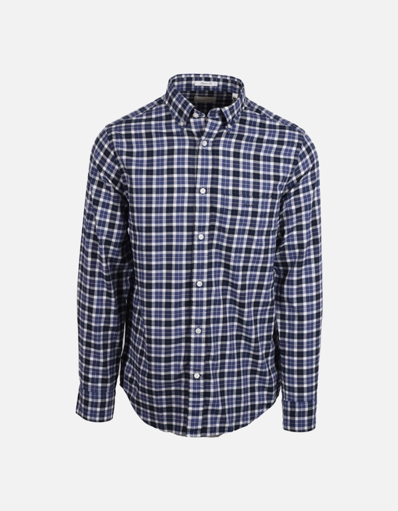 Reg Light Twill Check Shirt Sailor Navy