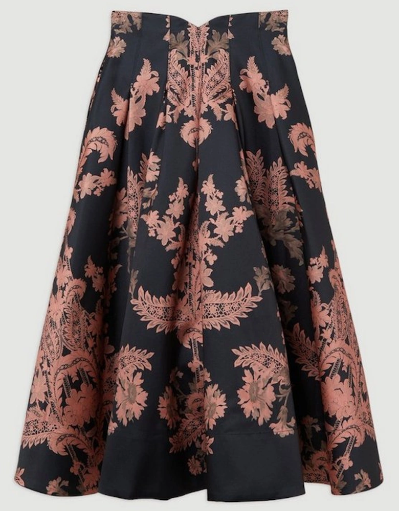 Jacquard Woven Floral Maxi Skirt