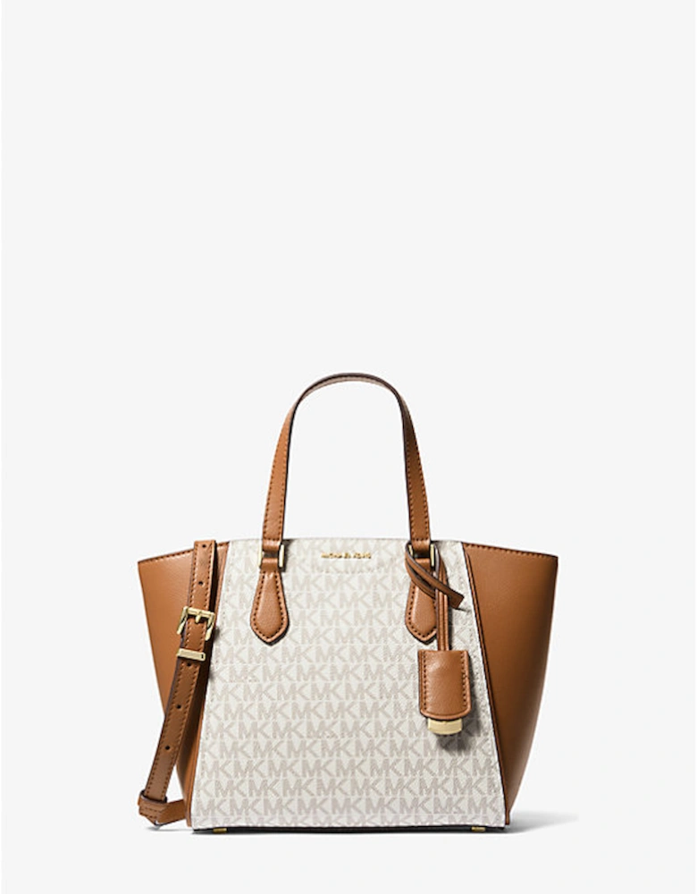 Taryn Small Signature Logo and Leather Convertible Crossbody Bag