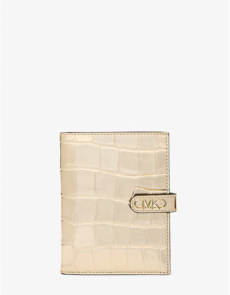Empire Metallic Crocodile Embossed Leather Passport Wallet