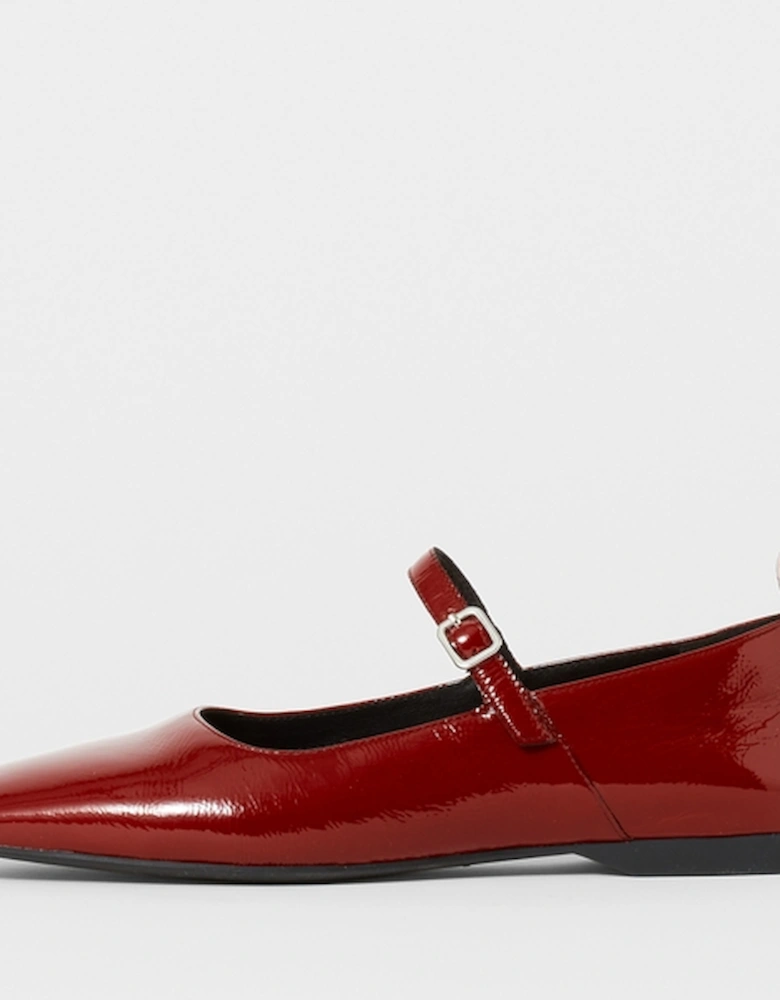 Women's Delia Patent Leather Mary-Jane Flats - Dark Red