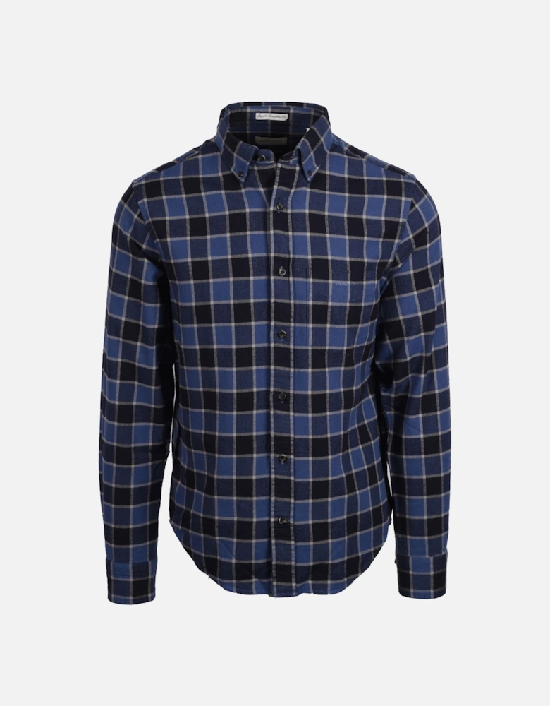 Reg Herringbone Check Shirt Evening Blue