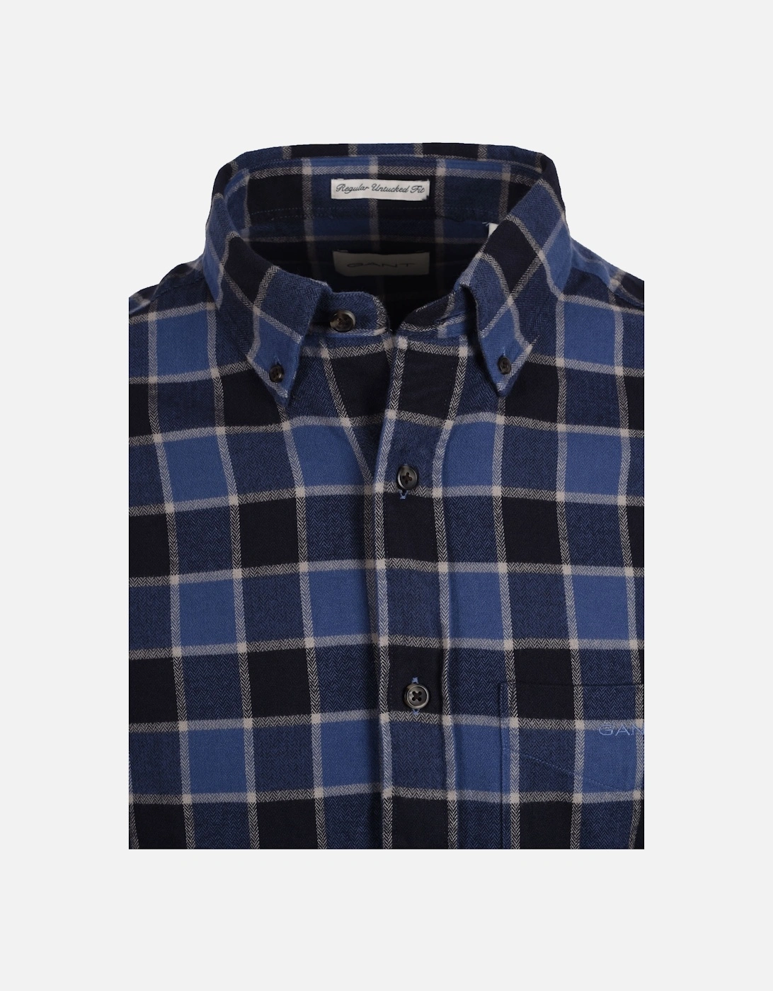 Reg Herringbone Check Shirt Evening Blue