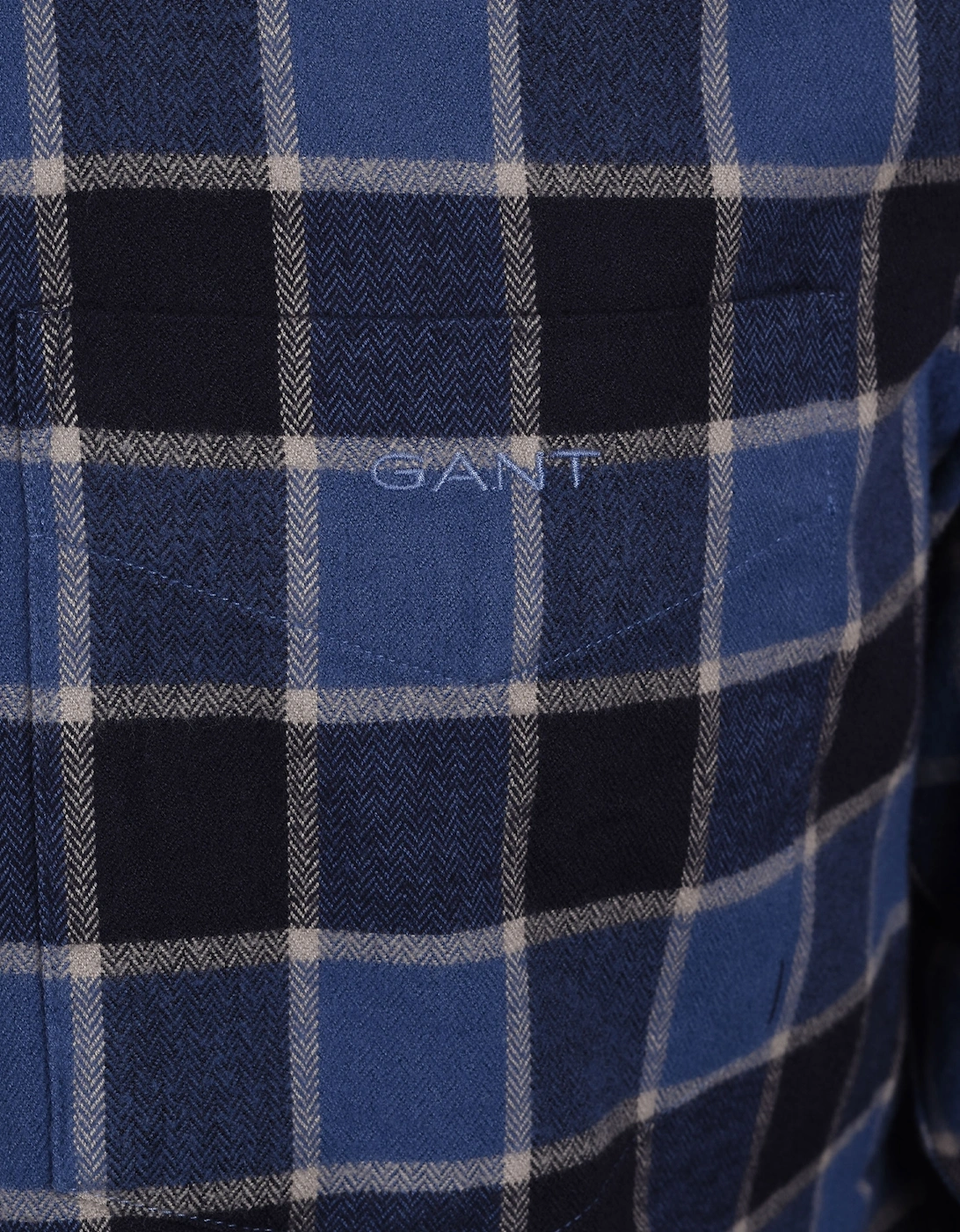 Reg Herringbone Check Shirt Evening Blue