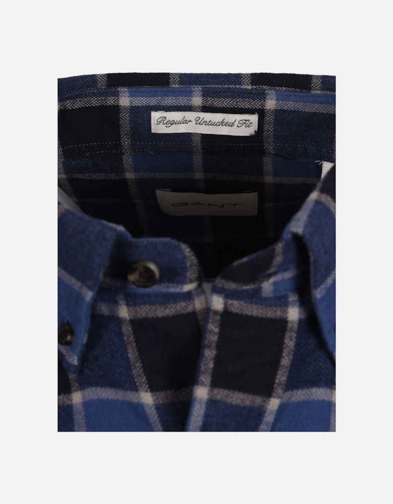 Reg Herringbone Check Shirt Evening Blue