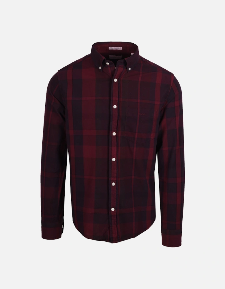 Reg Garment Dyed Check Shirt Rich Wine