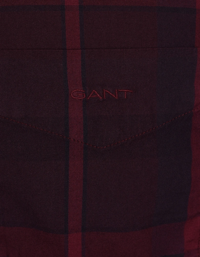 Reg Garment Dyed Check Shirt Rich Wine