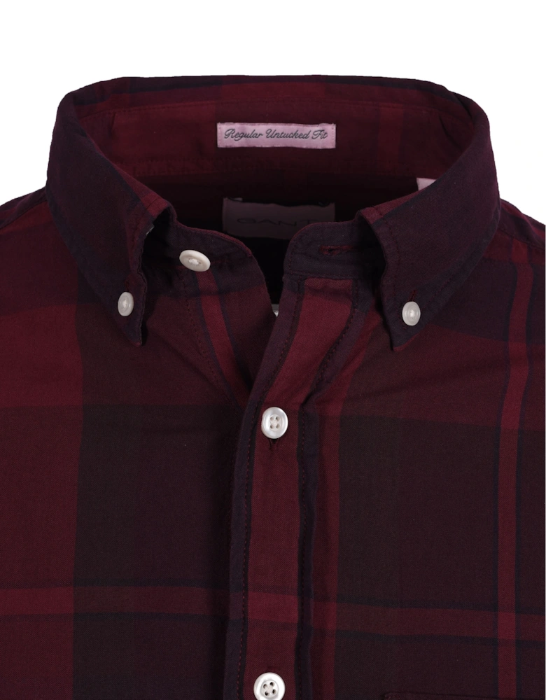 Reg Garment Dyed Check Shirt Rich Wine