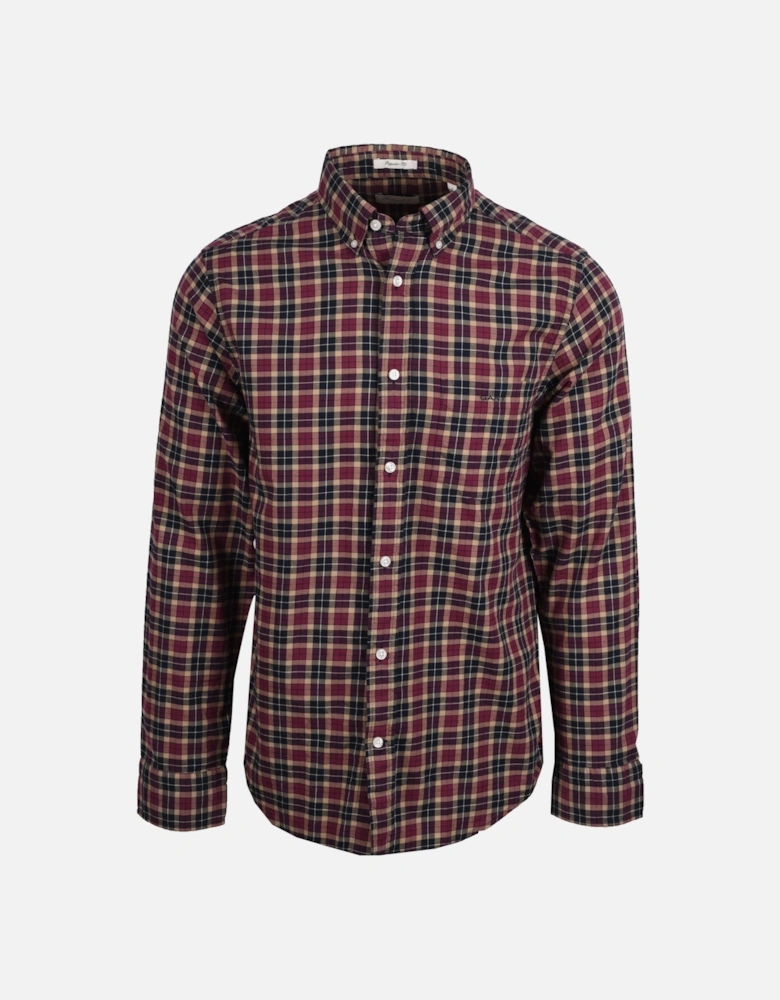 Reg Light Twill Check Shirt Wine Red