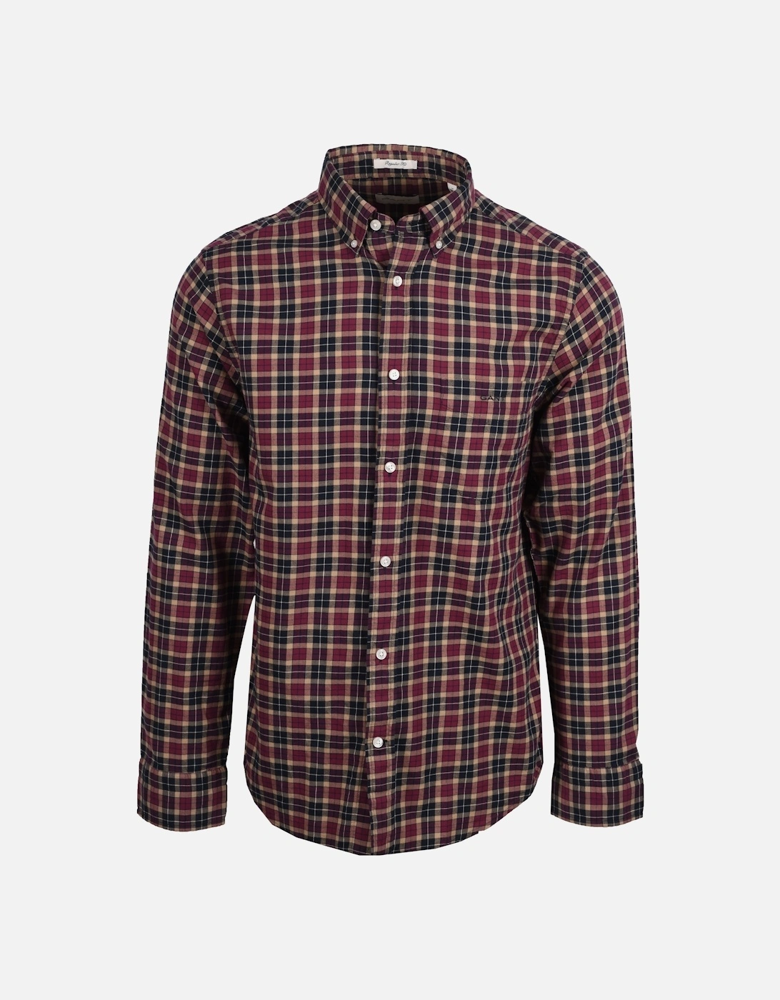 Reg Light Twill Check Shirt Wine Red, 4 of 3