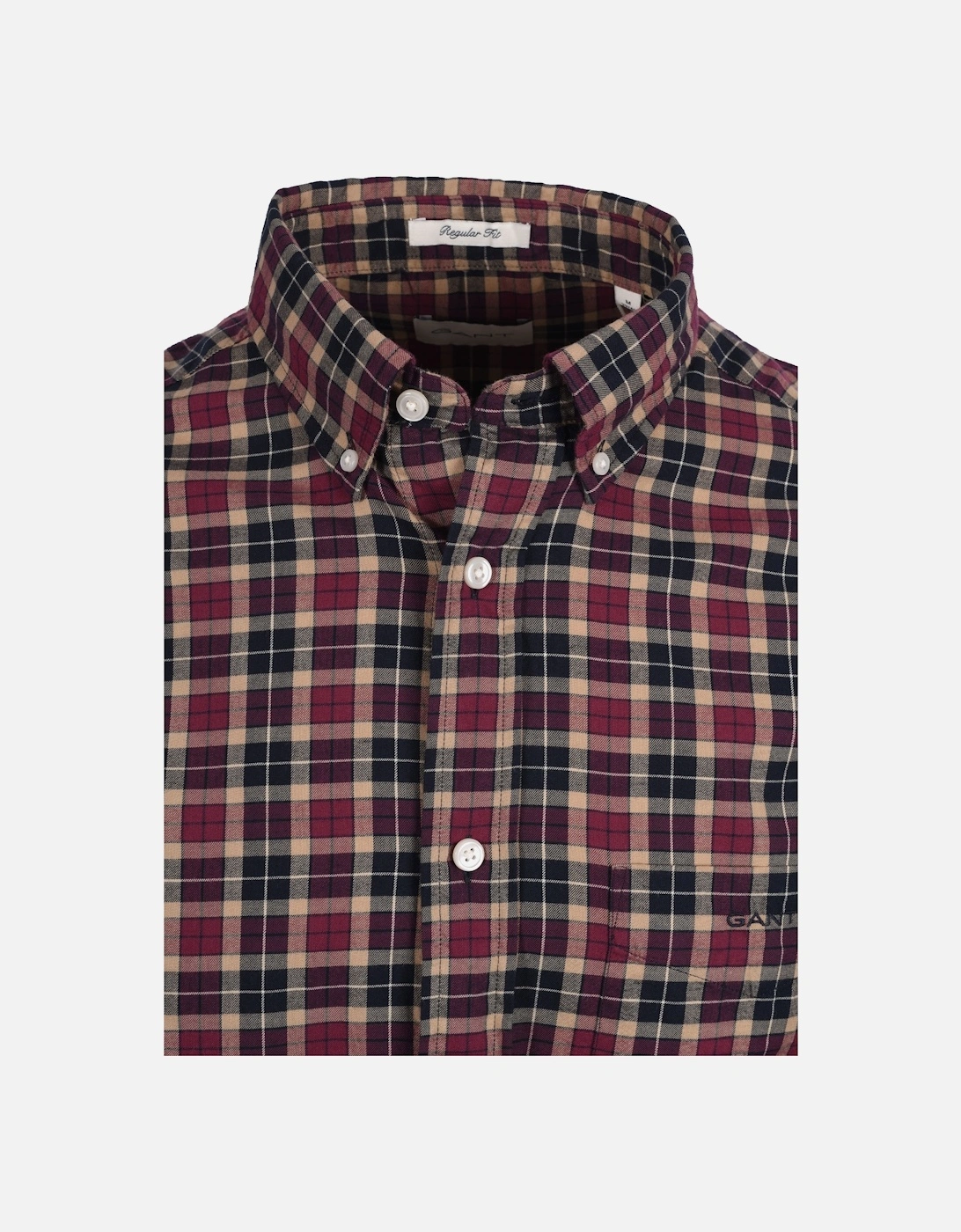 Reg Light Twill Check Shirt Wine Red