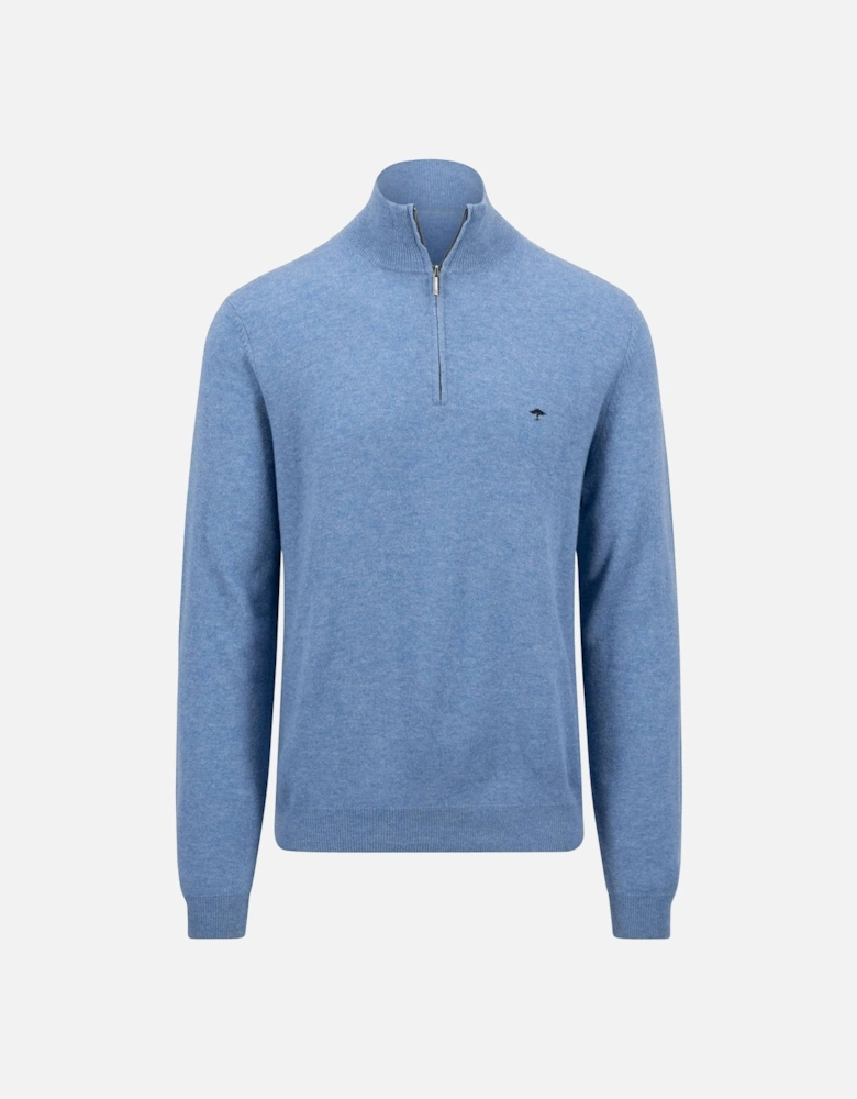 Fynch-Hatton Troyer Half Zip Knitwear Cloud Blue