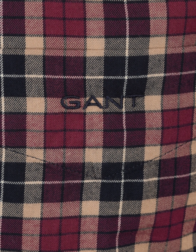 Reg Light Twill Check Shirt Wine Red