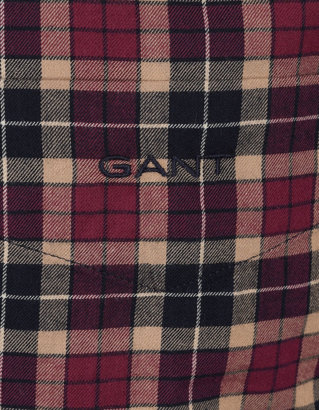 Reg Light Twill Check Shirt Wine Red