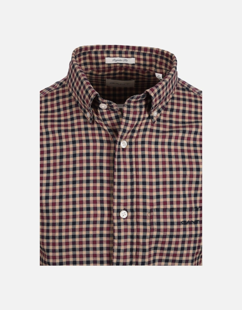 Reg Light Twill Gingham Shirt Wine Red