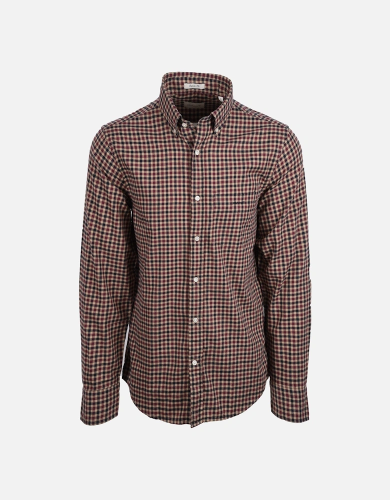 Reg Light Twill Gingham Shirt Wine Red