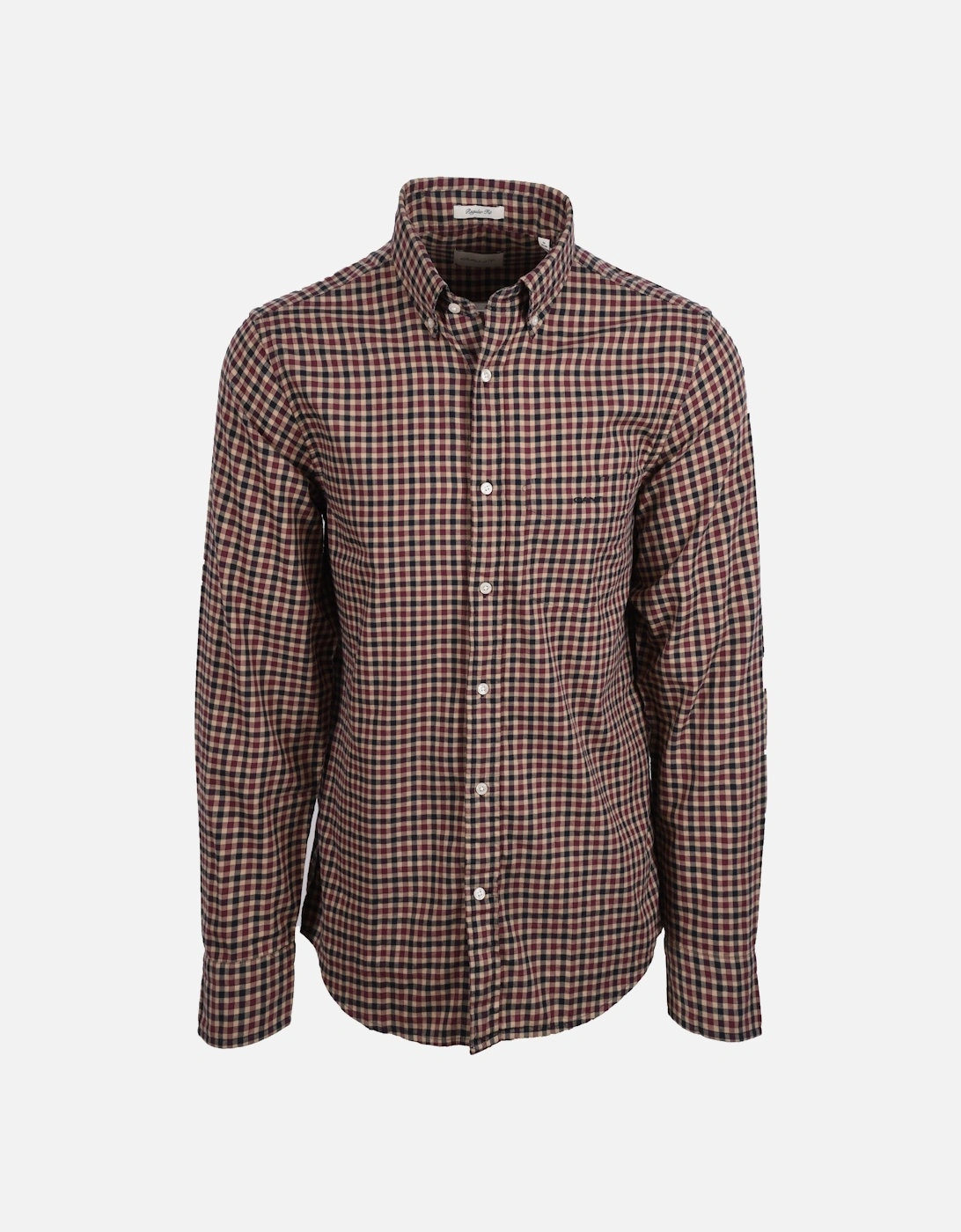 Reg Light Twill Gingham Shirt Wine Red, 4 of 3