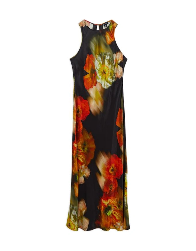 Floral Satin Woven Column Maxi Dress