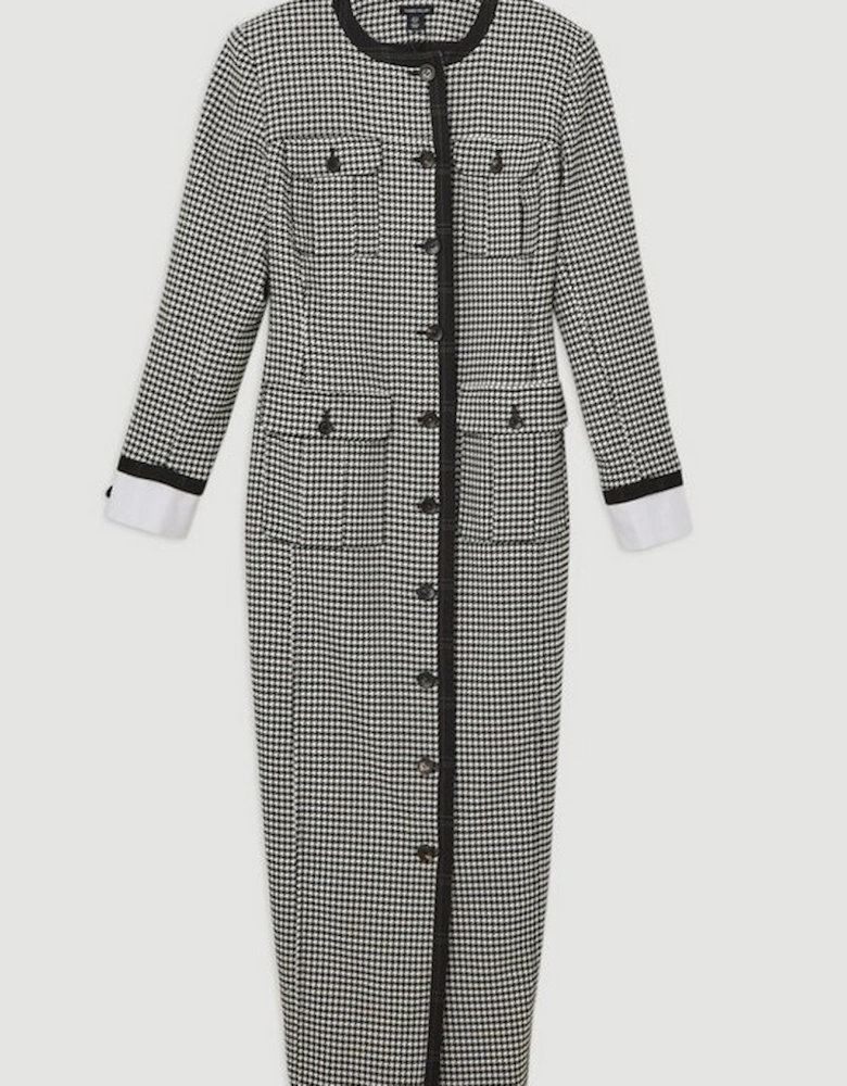 Tailored Check Contrast Cuff  Maxi Dress
