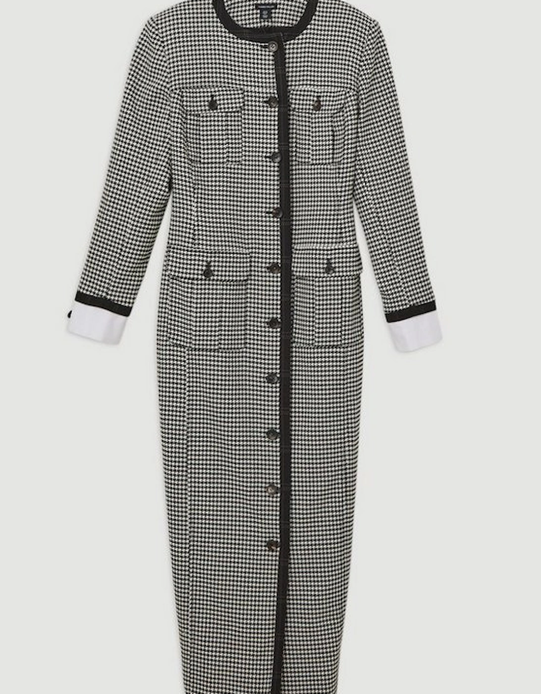 Tailored Check Contrast Cuff  Maxi Dress