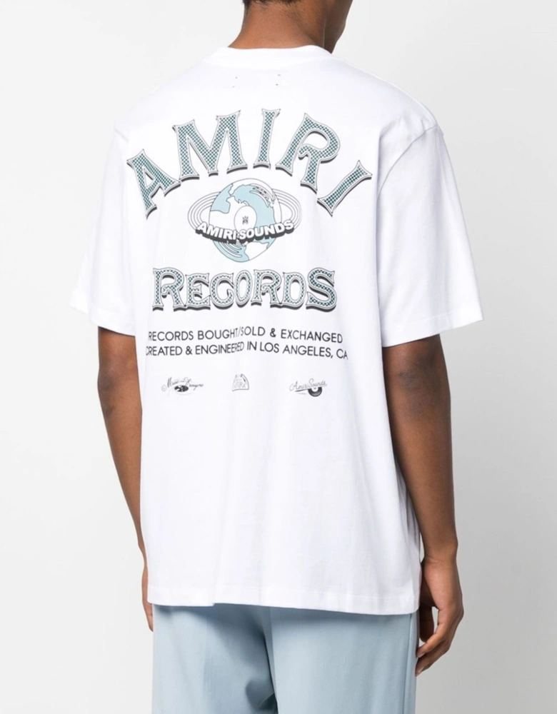 Global Records Logo Printed T-Shirt in White