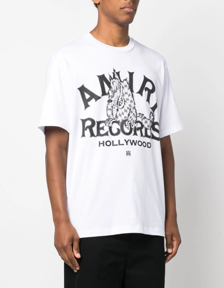 Records Wolf Printed T-Shirt in White