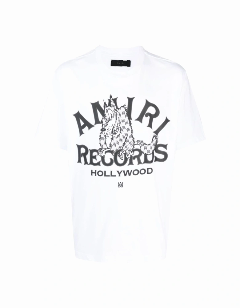 Records Wolf Printed T-Shirt in White