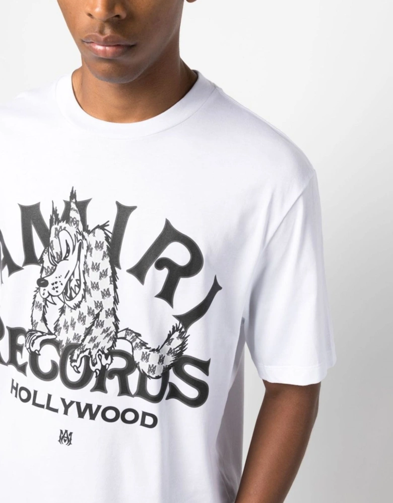 Records Wolf Printed T-Shirt in White