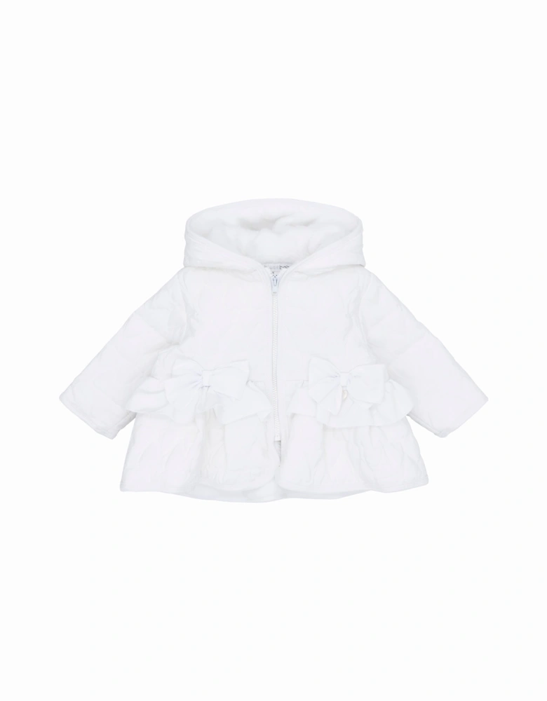 Girls White Quilted Coat