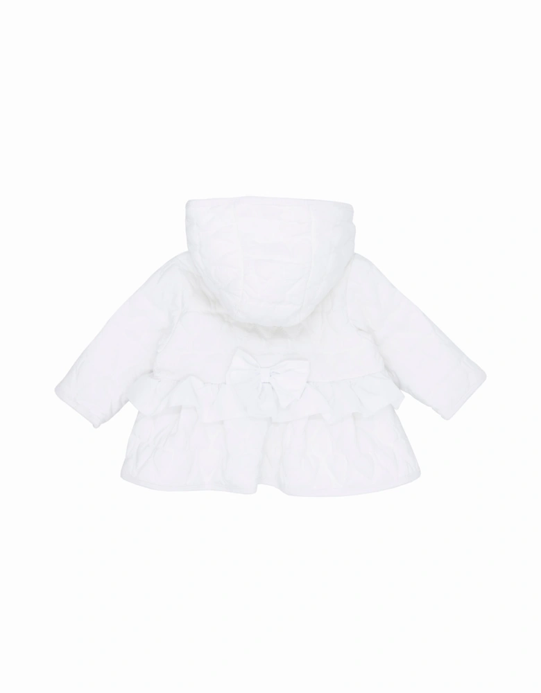 Girls White Quilted Coat