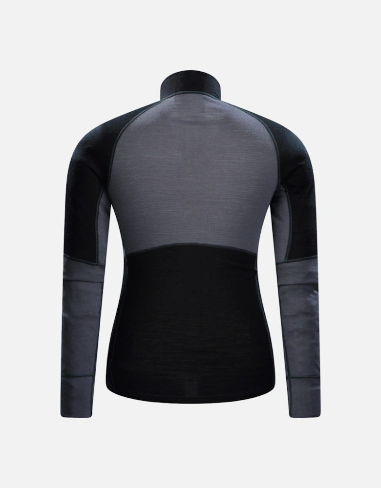 Mens Ultra Merino Wool Zip Neck Base Layer Top