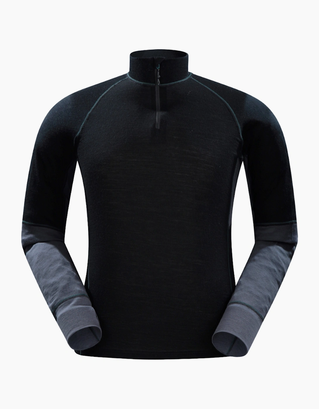 Mountain Warehouse Men's Mountain Warehouse Mens Ultra Merino Wool Zip Neck Base Layer Top - Black