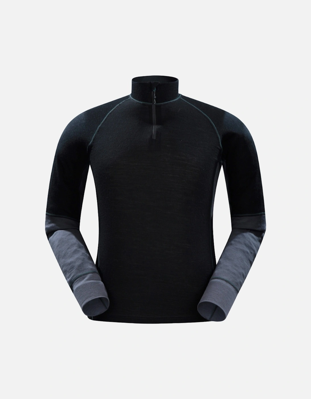 Mens Ultra Merino Wool Zip Neck Base Layer Top, 4 of 3