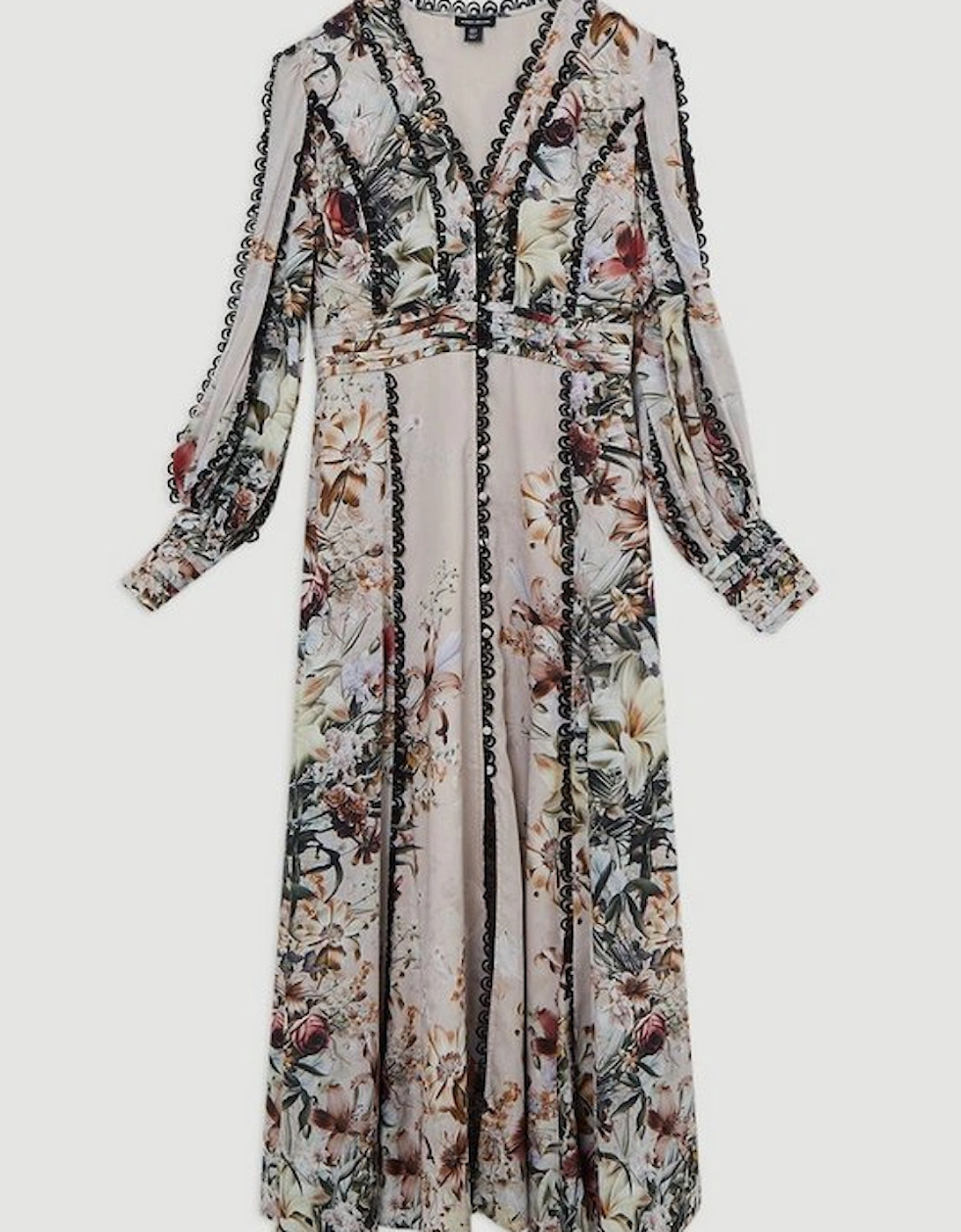 Trailing Floral Woven Plunge Maxi Dress